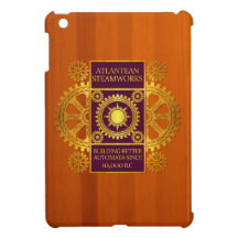 Atlantean Steamworks-Gold & Purple on Amber Wood iPad Mini Cases