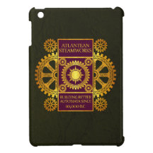 Atlantean Steamworks - Gold & Purple on Green iPad Mini Cover