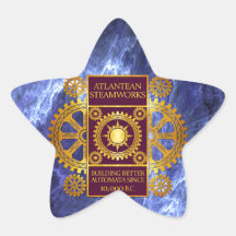 Atlantean Steamworks-Gold & Purple on Marble Star Stickers