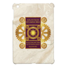Atlantean Steamworks-Gold & Purple on White Marble iPad Mini Case
