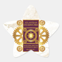 Atlantean Steamworks-Gold & Purple on White Marble Sticker