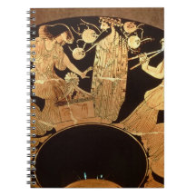 Attic red figure kylix depicting Dionysus and the Journals