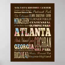 Attraction & Famous Places of Atlanta, Georgia Print