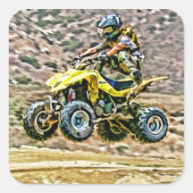 ATV Off Road Running Square Stickers