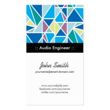 Audio Engineer Blue Abstract Geometry Business Card Templates