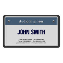 Audio Engineer - Cool Car License Plate Business Card Templates