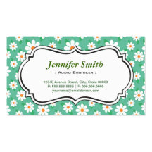 Audio Engineer - Elegant Green Daisy Business Card Templates