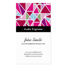 Audio Engineer Pink Abstract Geometry Business Cards