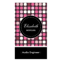 Audio Engineer- Pink Polka Pattern Business Card