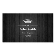 Audio Engineer Royal Black Wood Grain Business Cards