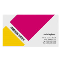 Audio Engineer - Simple Pink Yellow Business Card Template