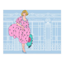 Audrey's Parisian Hat Shop - French Art Deco Postcard