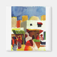 August_Macke - Algier Market 1914 Canvas Fridge Magnet
