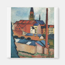 August Macke - Bonn Houses and Chimney 1911 Oil Magnets