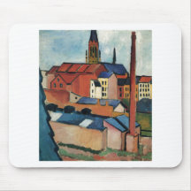 August Macke - Bonn Houses and Chimney 1911 Oil Mousemat