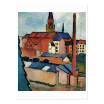 August Macke - Bonn Houses and Chimney 1911 Oil Postcards