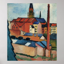 August Macke - Bonn Houses and Chimney 1911 Oil Poster