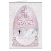 Aunt & Uncle, Easter Card With Decorated Egg, Swan