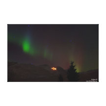 Aurora Borealis over the Star On The Mountain Stretched Canvas Print