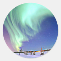 Aurora Borealis Round Stickers