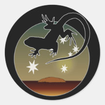 Aussie Lizard Icon Round Stickers