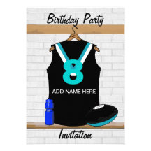 Aussie Rules Jersey Birthday party invitations
