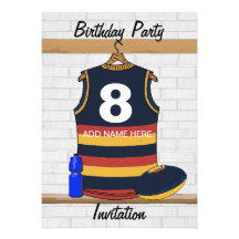 Aussie Rules Jersey Birthday party invitations