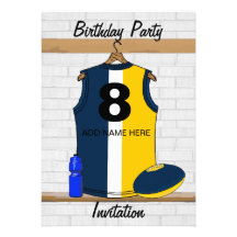 Aussie Rules Jersey Birthday party invitations