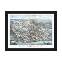 Austin TX Panoramic Map DIGITALLY REMASTERED Stretched Canvas Print