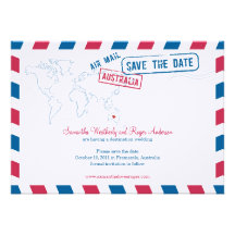 Australia Air Mail Wedding Save The Date Invite