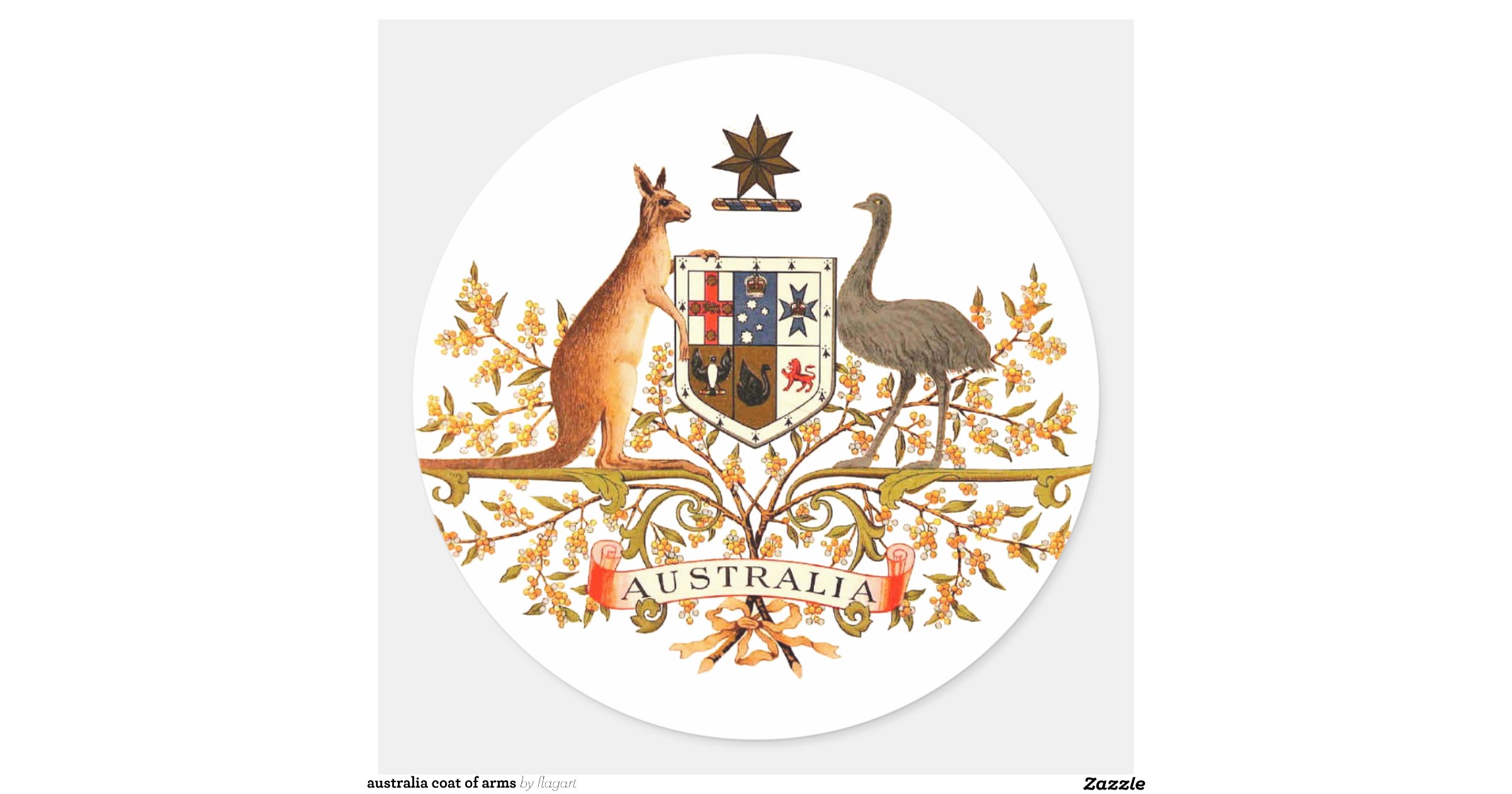 australia coat of arms classic round sticker Zazzle