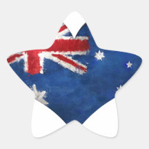 Australia Flag Grunge Heart Star Stickers