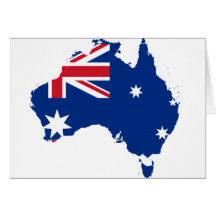 Australia Flag in the shape of Australia Cards
