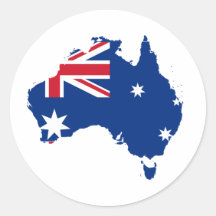 Australia Flag in the shape of Australia Round Stickers