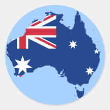 australia flag map round sticker