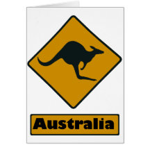 Australia Road Sign - Kangaroo Crossing Greeting Cards