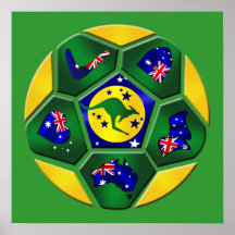 Australia Soccer Ball Panels Australia flag gear Poster