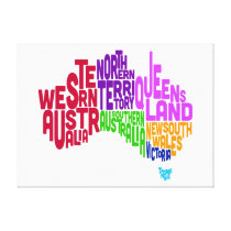 Australia Typographic Text Map canvas prints