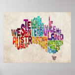 Australia Typographic Text Map Posters