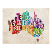 Australia Typographic Text Map posters