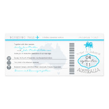 Australia Wedding Boarding Pass Invitation