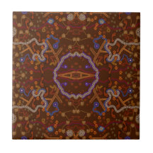Australian Aborigines Walkabout with Animal Tracks Ceramic Tiles