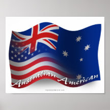 Australian-American Waving Flag Print