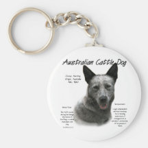 Australian Cattle Dog (blue) History Design Keychain