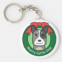 Australian Cattle Dog Christmas Keychains
