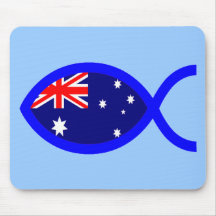 Australian Chirstian Fish Symbol Flag Mouse Pad