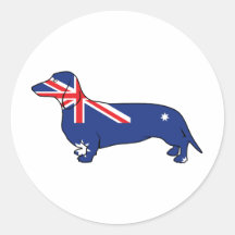 Australian Flag Dachshund Round Stickers