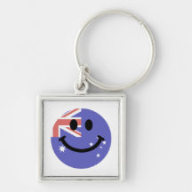 Australian flag smiley face key chains