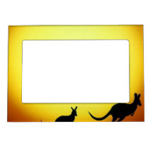 Australian Kangaroos Silhouetted Against A Sunset.