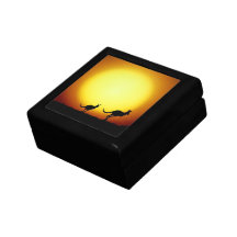 Australian Kangaroos Silhouetted Against A Sunset. Keepsake Box